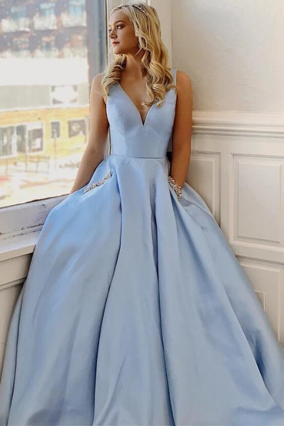 blue prom dress with pockets