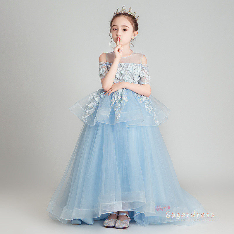 powder blue flower girl dress