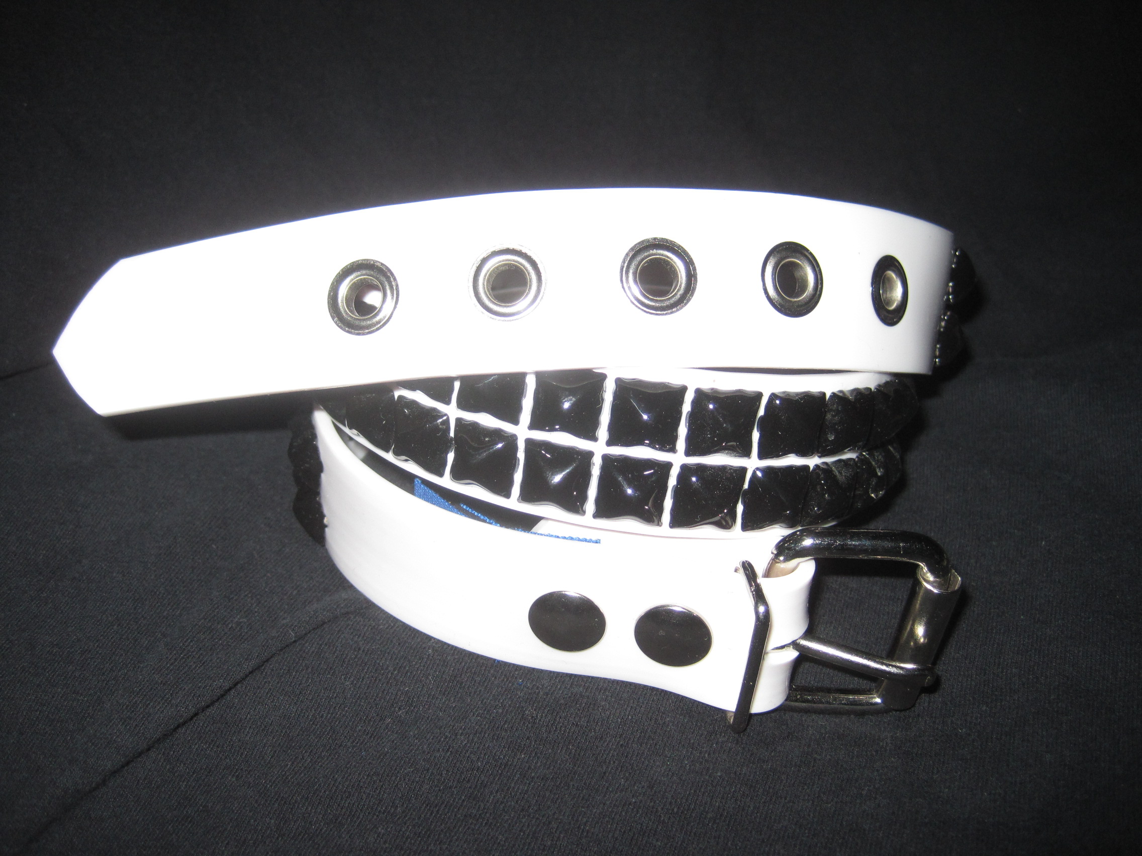 black and white studded belt