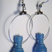 Chess piece earrings blue