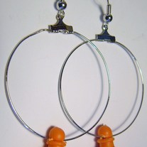 Chess piece earrings orange