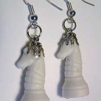 Chess piece earrings white
