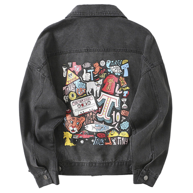 New fashion cartoon printed short denim 