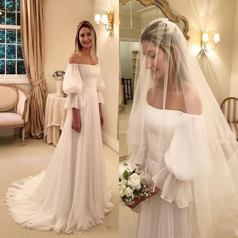 Elegant Bateau Neck A Line Wedding 