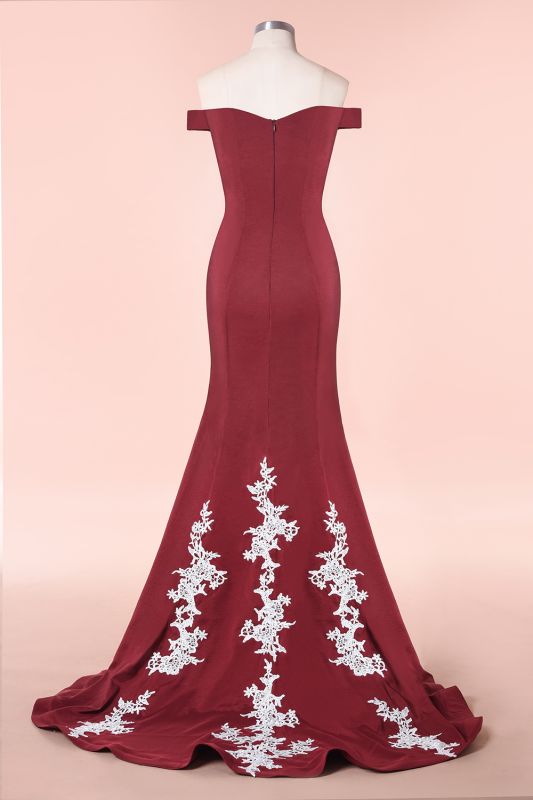 Off the Shoulder Appliques Long Cheap Bridesmaid Dresses Burgundy — free download