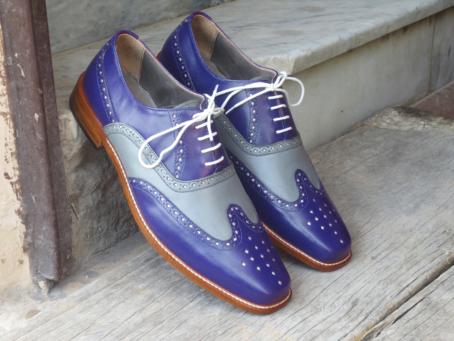 blue designer dress shoes