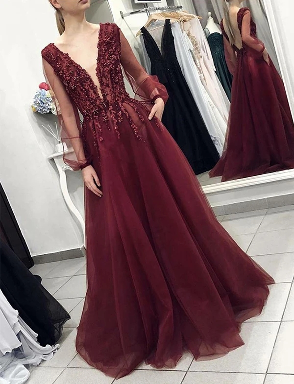 burgundy beaded dress