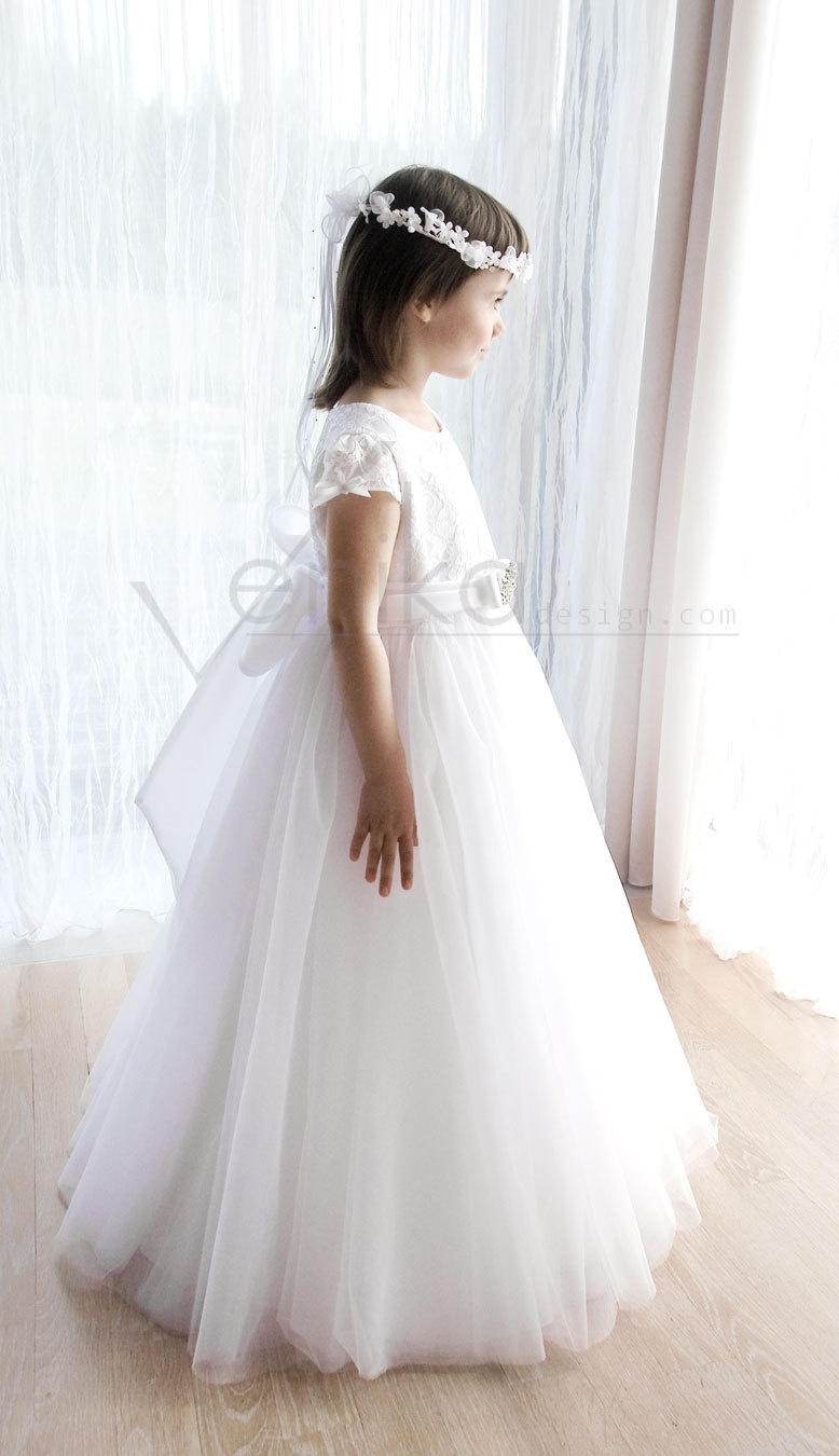 ivory princess flower girl dress