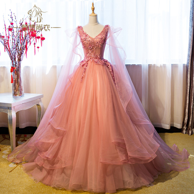 Luxury Appliques Puffy Long Prom Dress 