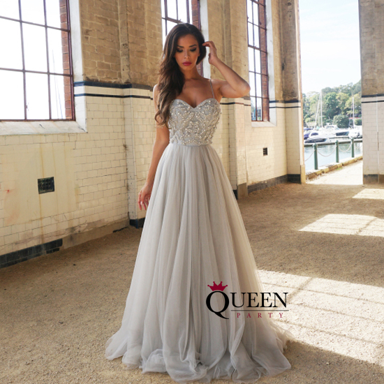 beaded top prom dress