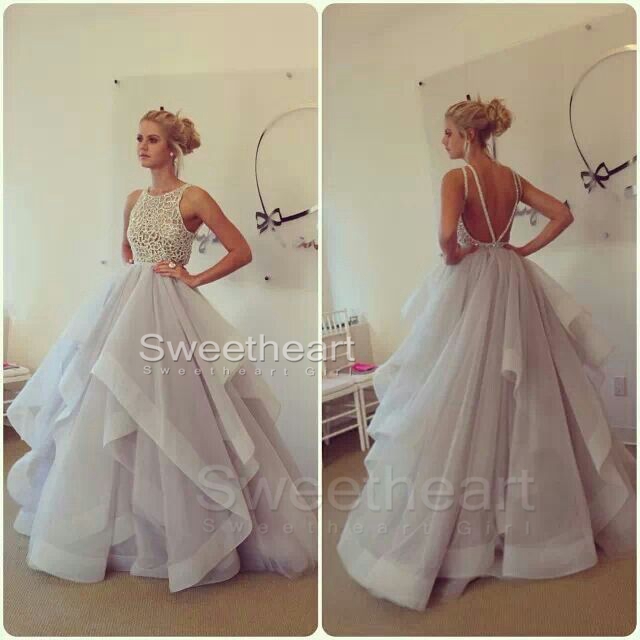 ruffled evening gown