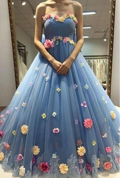 WD0541,Flowers Ball Gown Formal Evening 