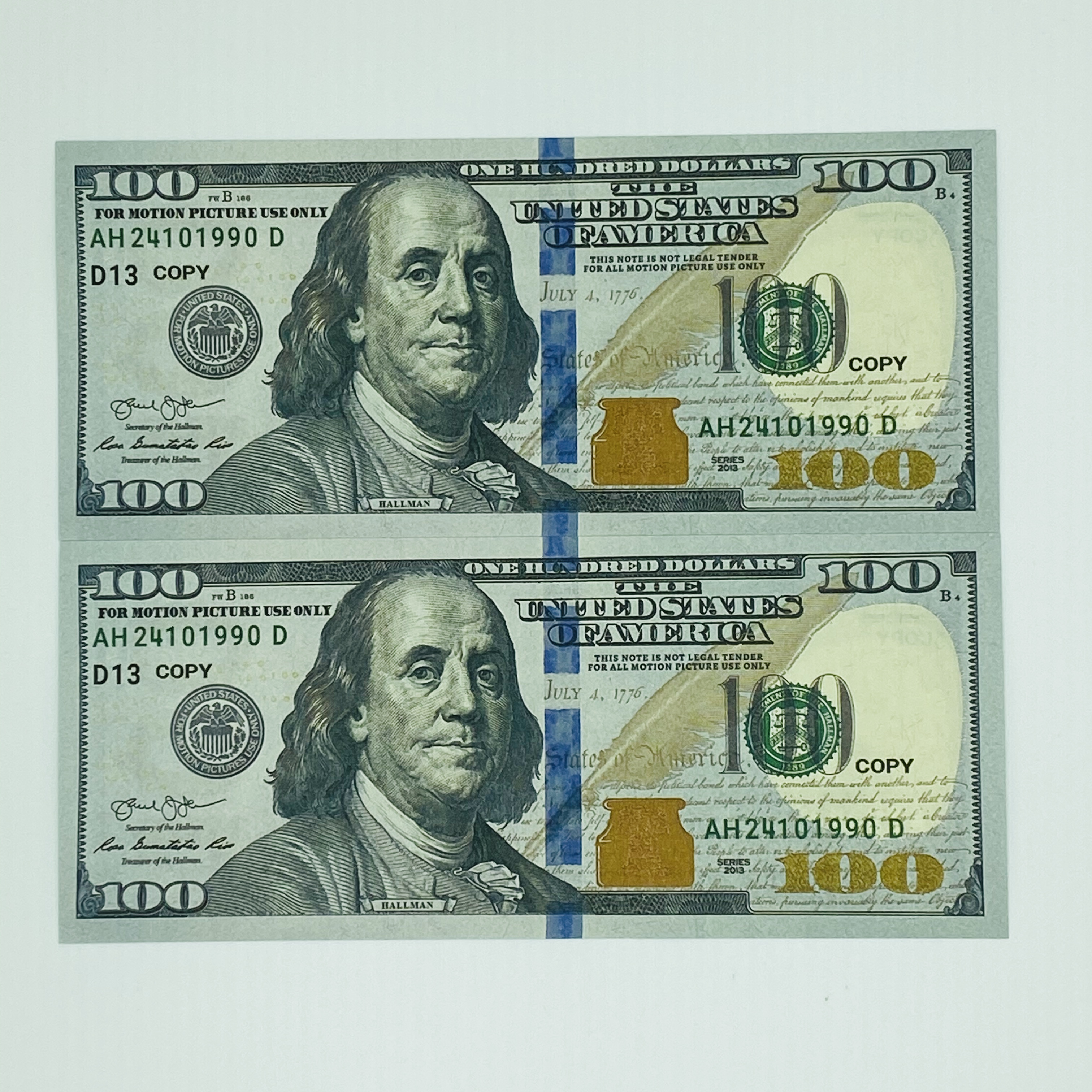 Replica Copy money, 100 Pcs X 100 double sided bill, prop