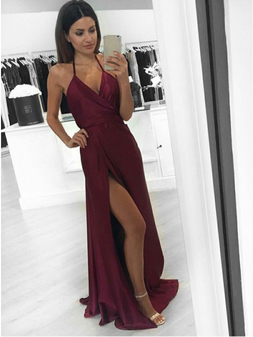 backless maroon dress