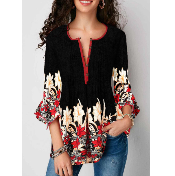 Get the Printed Button Up Pleated Three 