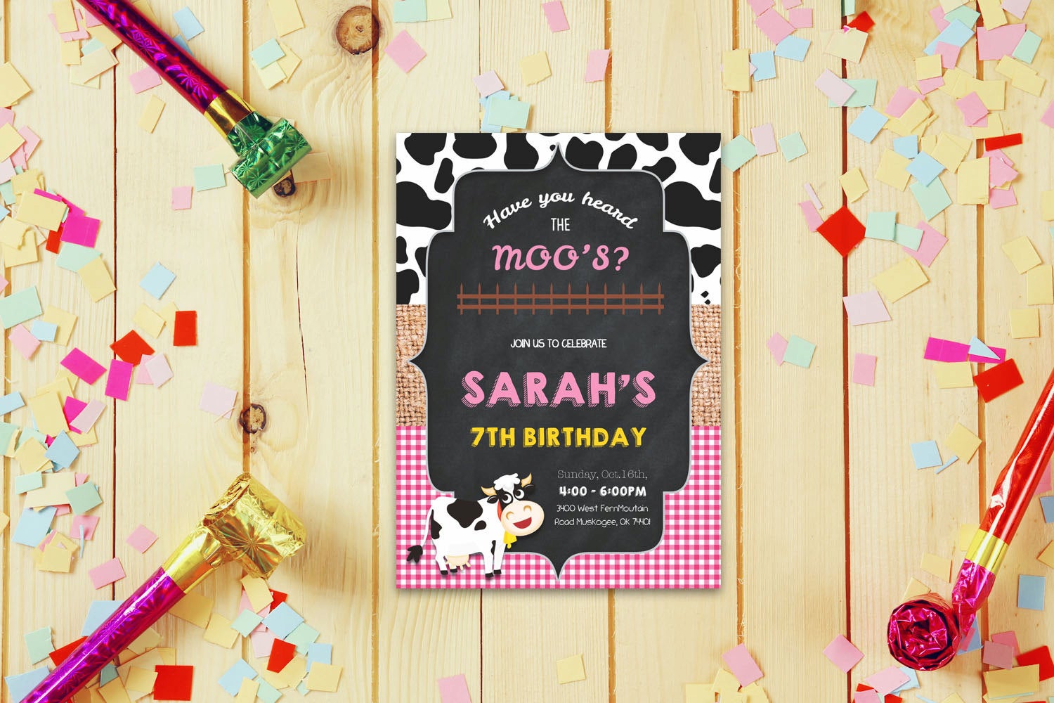 Cow Word Invite Edit Yourself In Word Template Editable Text Microsoft Word DIY You Print 