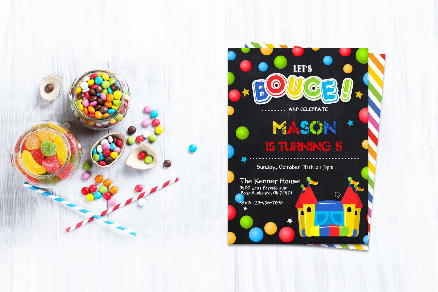 Bounce House Party Edit Yourself In Word Template Editable Text Microsoft Word DIY You Print 