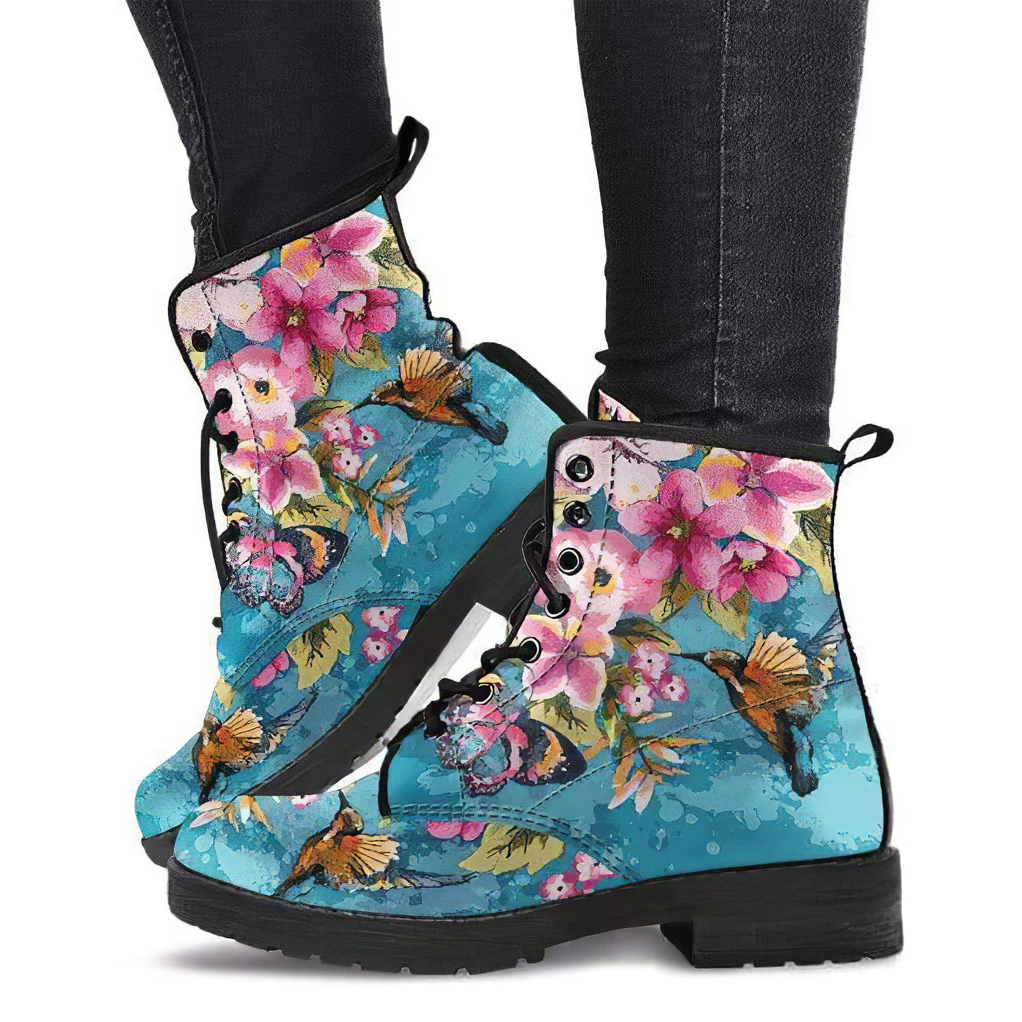 multi colored leather boots