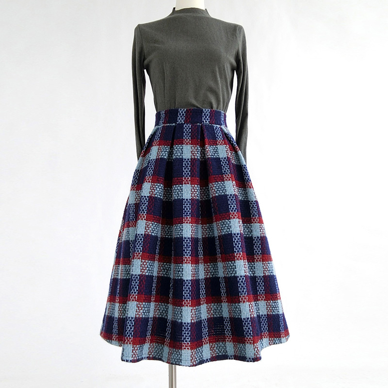 Winter RED PLAID Skirt Women Midi Plaid Skirt Classy Christmas Outfit Plus Size Plaid Skirts