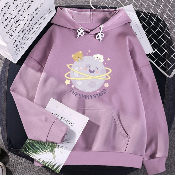 KoKo FashionKawaii Fashion Printed Loose Cute Pullover Hoodies White