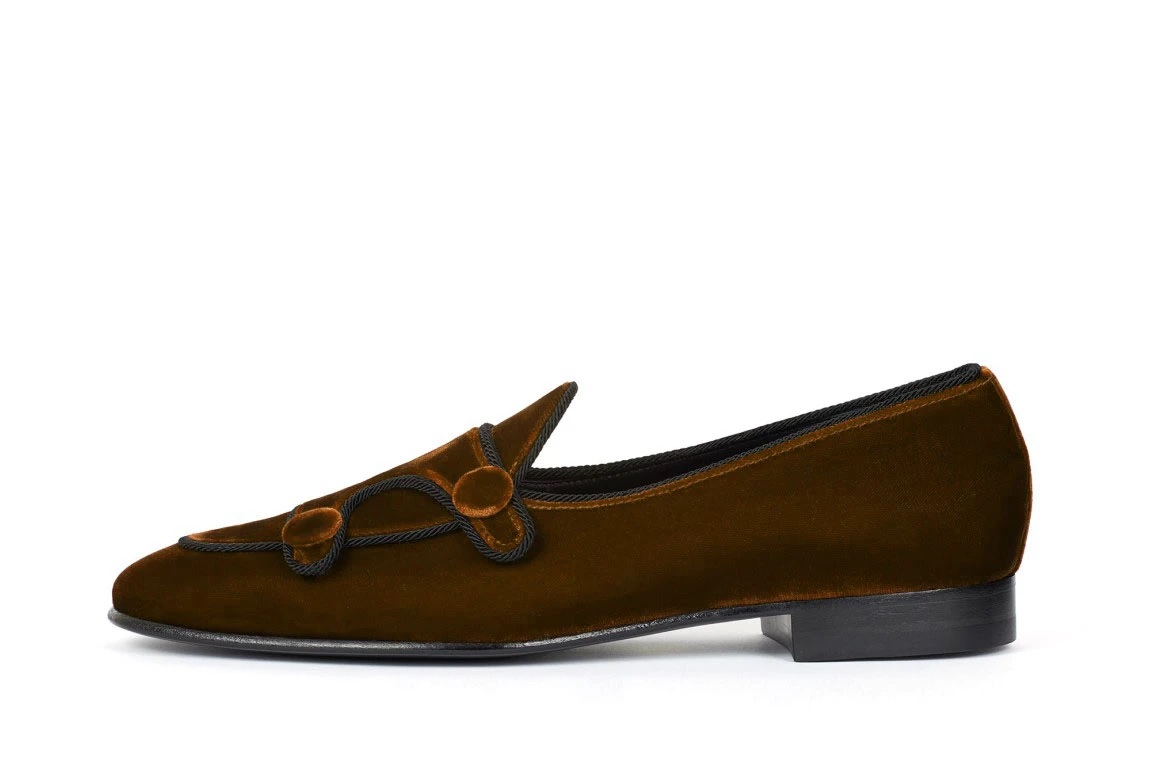Formal Brown Velvet Shoes, Mens 