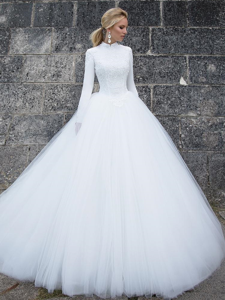 Ball Gown Lace Tulle Bridal Gowns 