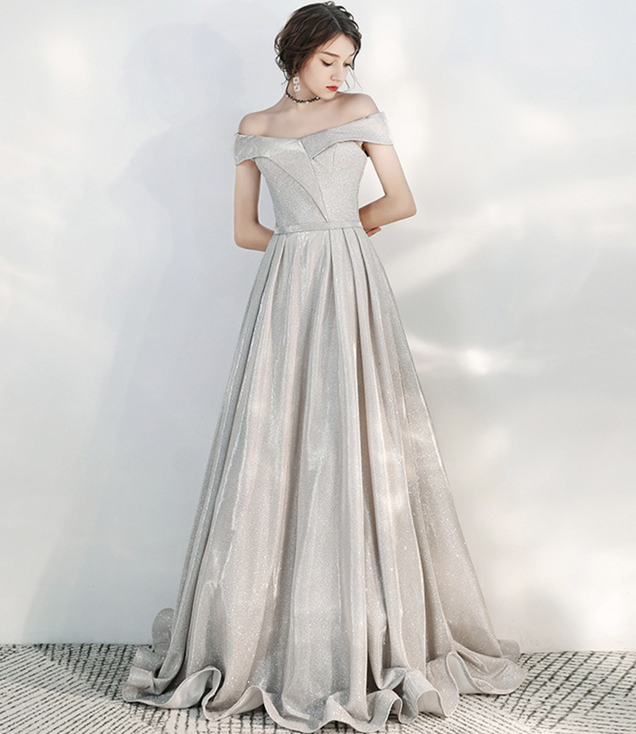 off shoulder simple gown