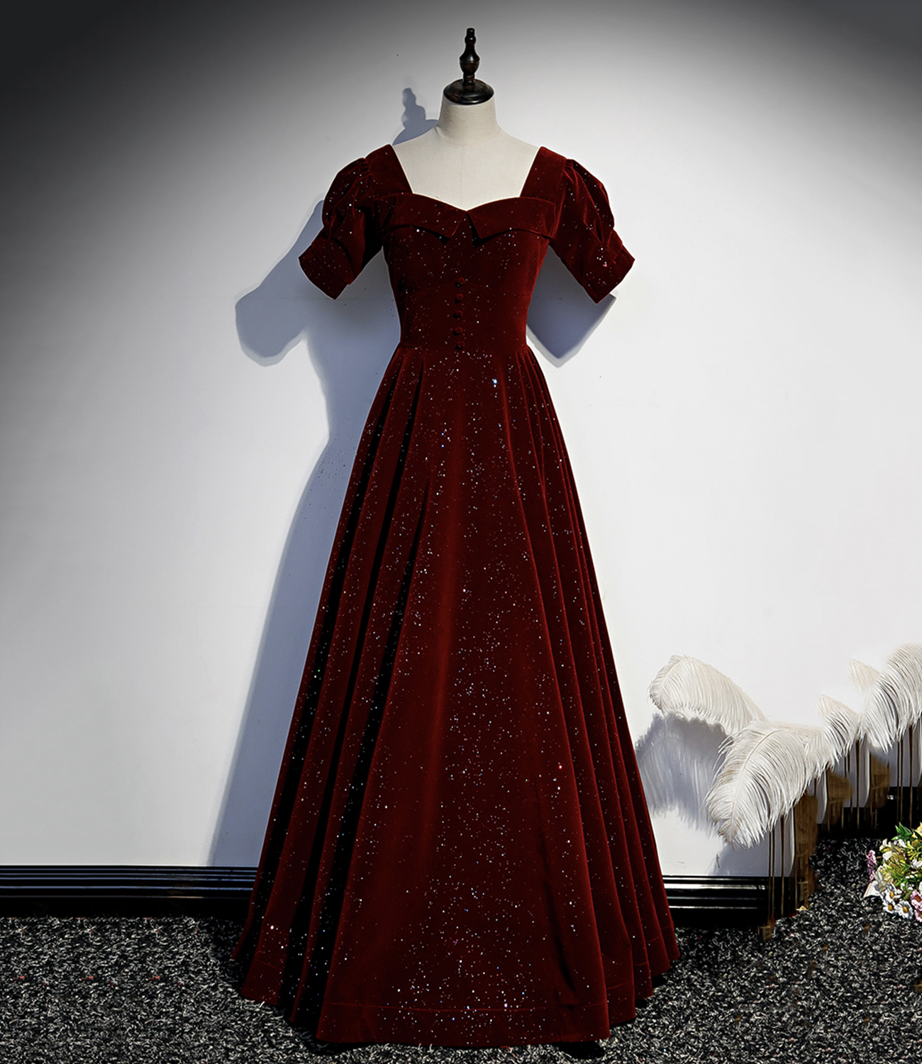 maroon simple gown