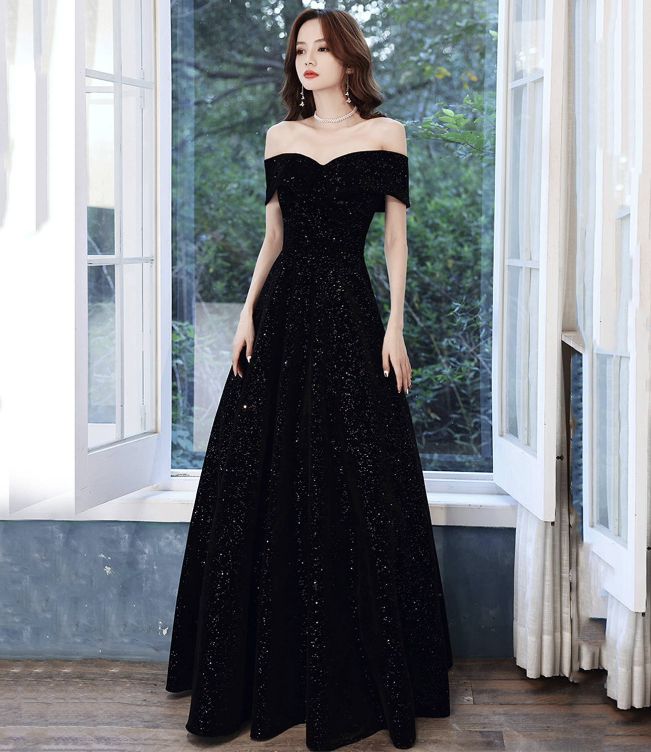 Shop Now For The Black A line long prom 