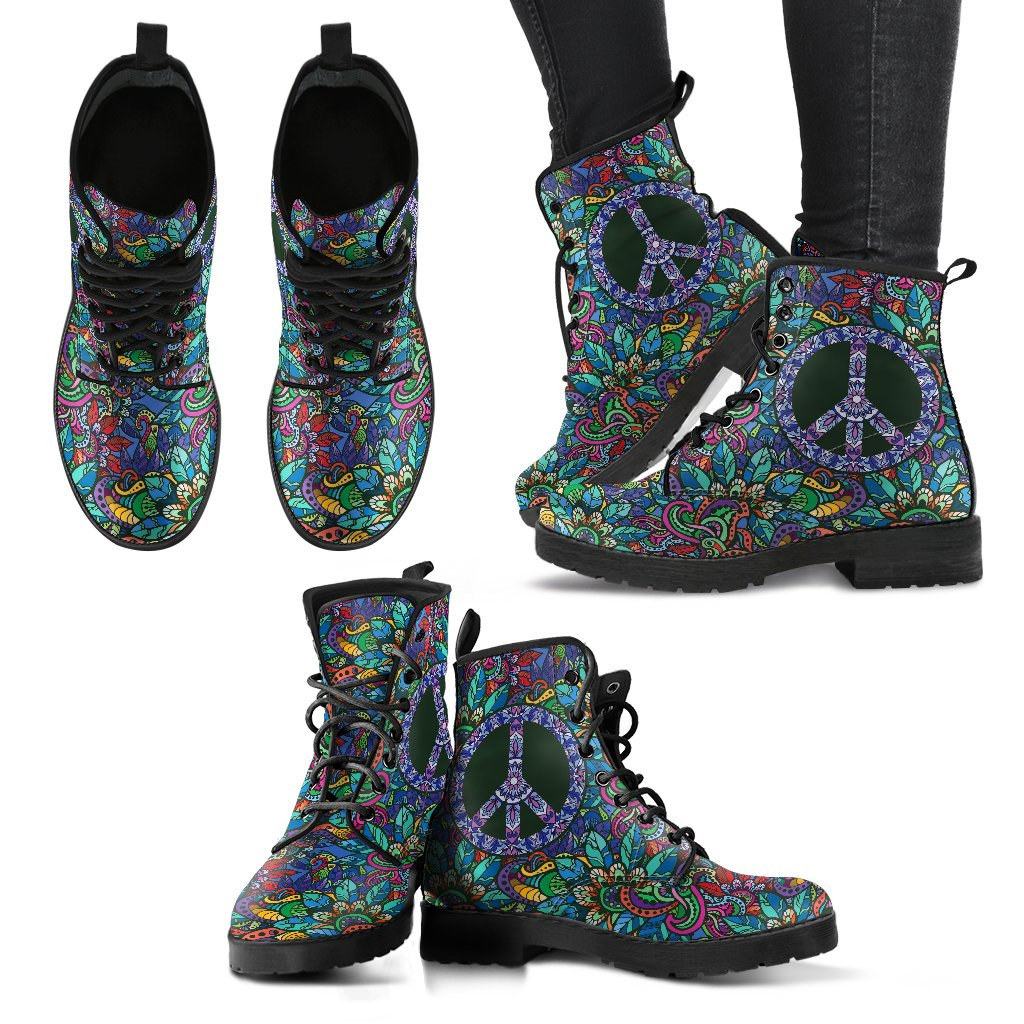 Floral Vegan Leather Spiritual Hippie Fashion Boots Biker Boots Women/'s Boots Leather Boots Women Rain Boots Handmade Boots