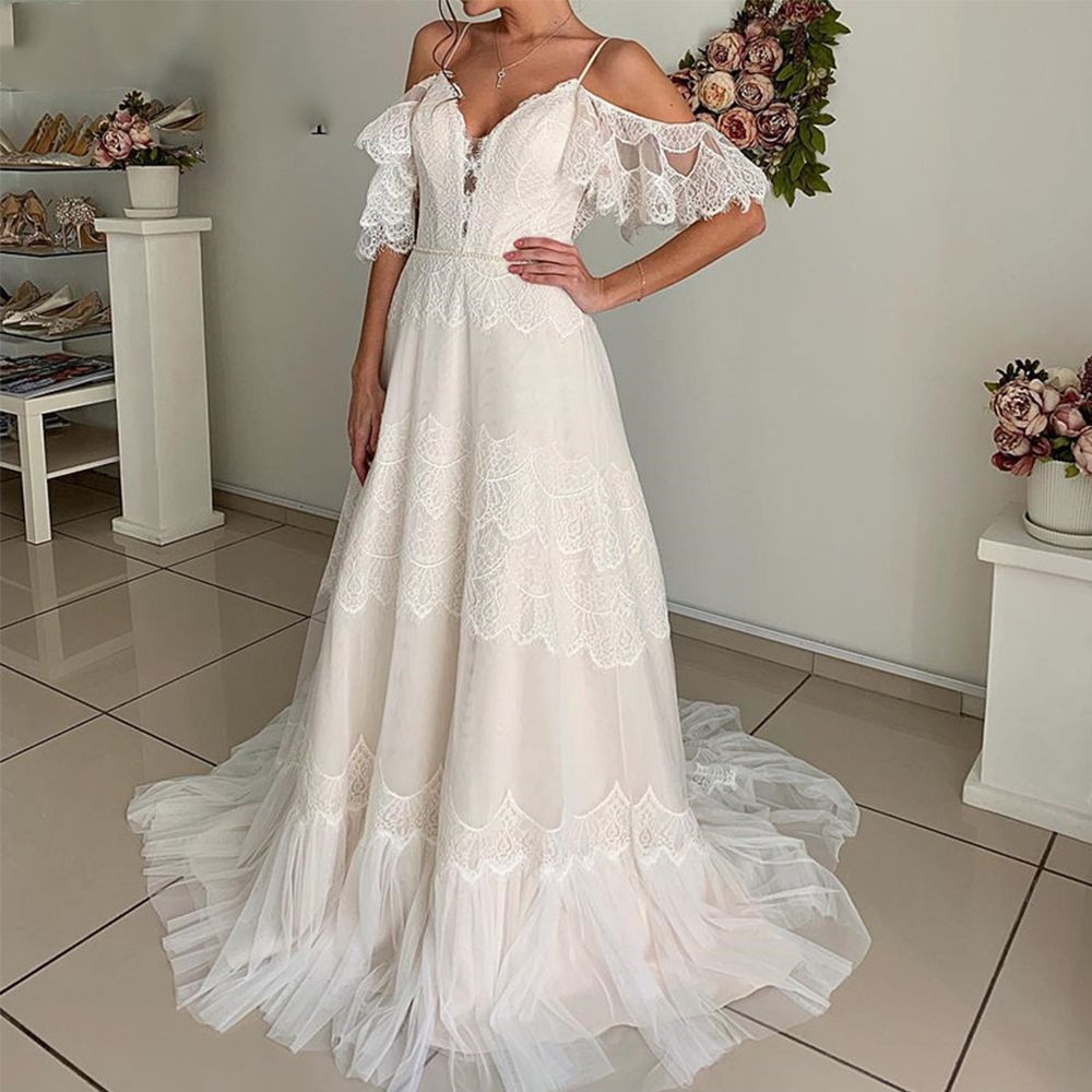 bohemian champagne dress