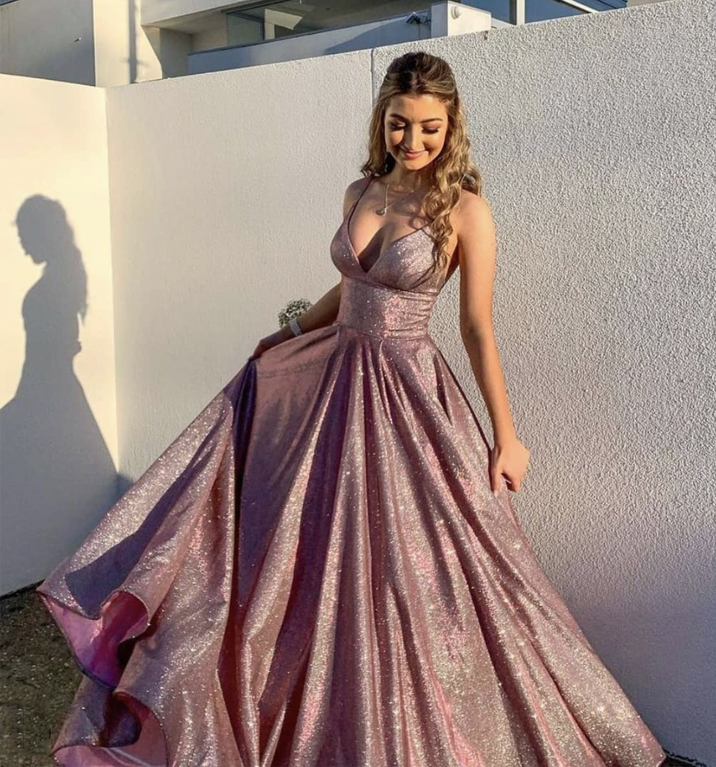 shiny long gown