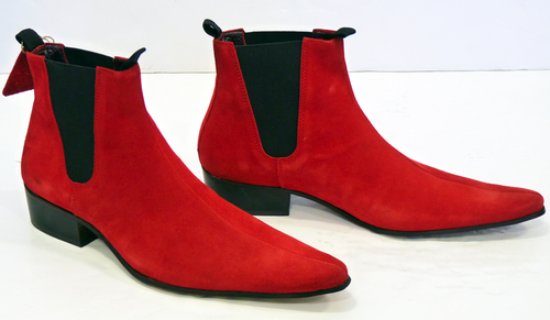 Handmade Red Color Suede Chelsea High 