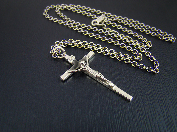 silver chain with cross for guys