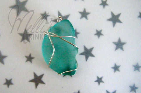 Aqua Sea Glass Pendant